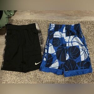 Nike Black Athletic Shorts & Blue Basketball Print Shorts Set